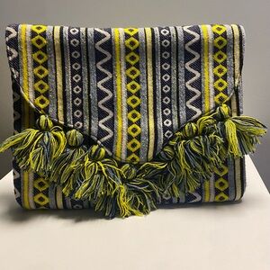 Mudpie Navy and Yellow Clutch bag